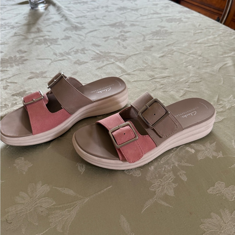 Worn Once! Cloudsteppers by Clarks Pink/ Brown Sandals